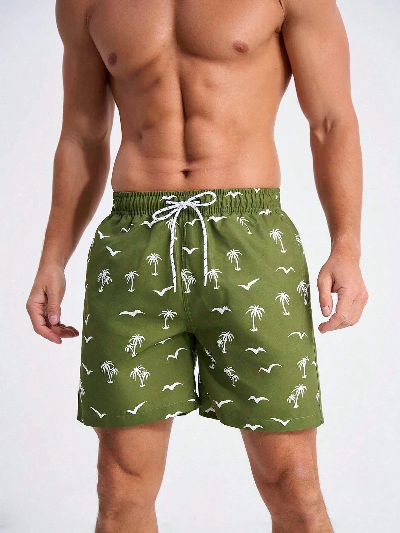 Men's Board Shorts Swim Shorts Swim Trunks Drawstring Elastic Quick Dry Short Beach Hawaiian Casual Black White Micro-elastic