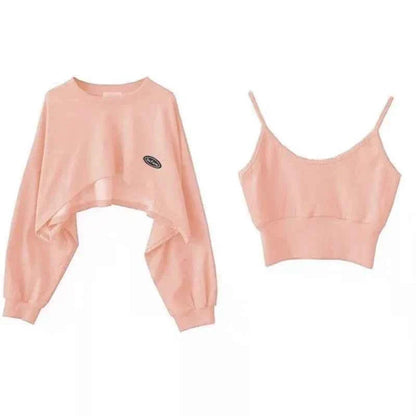 Women Batwing Sleeve Korean Two-Piece Top Set
