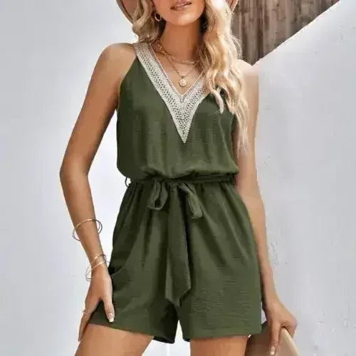 Women Sleeveless V-Neck Romper – Stylish Summer Romper