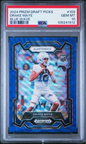 Graded 2024 Panini Prizm Draft Picks Drake Maye #103 Blue Wave /249 Rookie RC Football Card PSA 10 Gem Mint