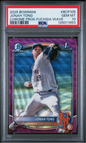 Graded 2025 Topps Bowman Jonah Tong #BCP105 Chrome Prospects Fuschia Wave /199 Rookie RC Baseball Card PSA 10 Gem Mint