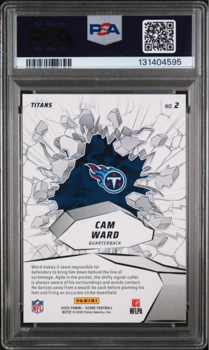 Graded 2025 Panini Score Cam Ward #2 Emerged Rookie RC Football Card PSA 10 Gem Mint
