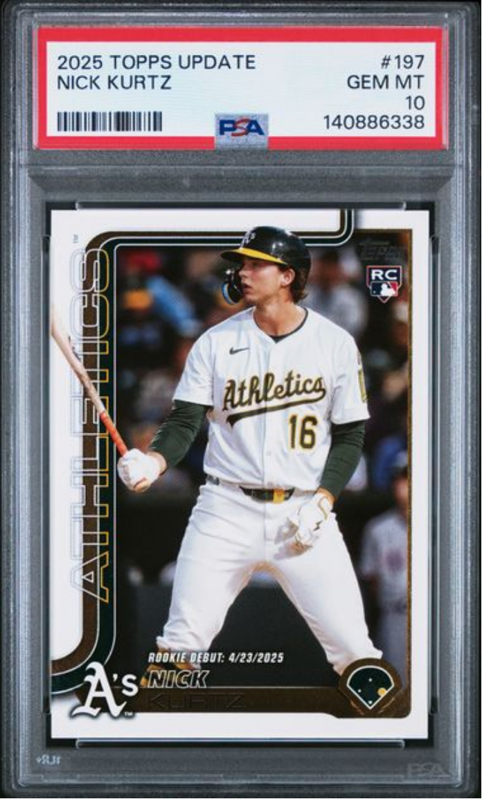 Graded 2025 Topps Update Nick Kurtz #197 Rookie RC Baseball Card PSA 10 Gem Mint
