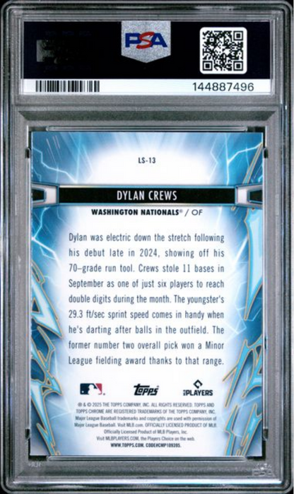 Graded 2025 Topps Cosmic Chrome Dylan Crews #13 Light Speed Rookie RC Baseball Card PSA 10 Gem Mint