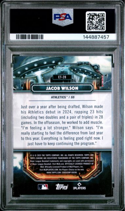 Graded 2025 Topps Cosmic Chrome Jacob Wilson #28 Extraterrestrial Talent Rookie RC Baseball Card PSA 10 Gem Mint