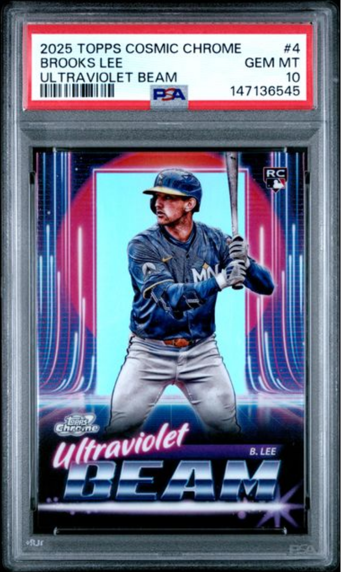 Graded 2025 Topps Cosmic Chrome Brooks Lee #4 Ultraviolet Beam Rookie RC Baseball Card PSA 10 Gem Mint