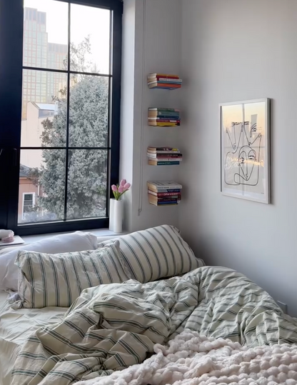 Minimal Stripe Bedding Set / Green