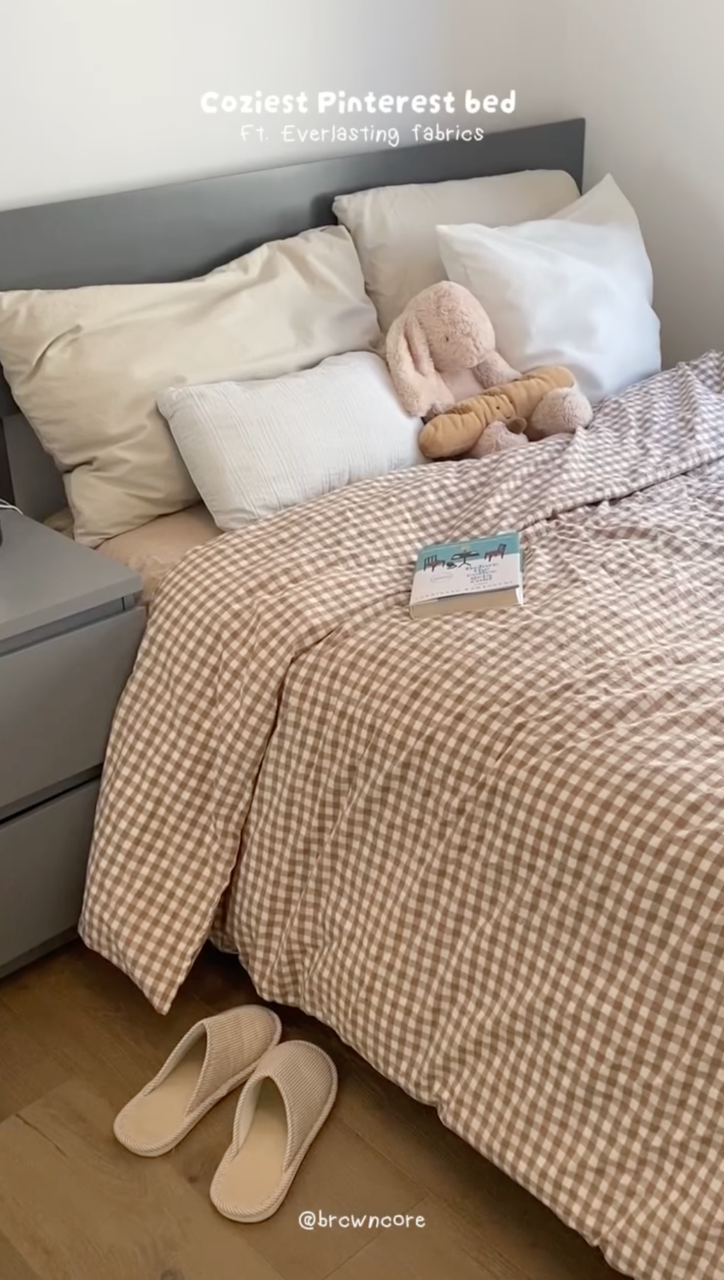Gingham Bedding Set / Brown