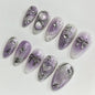 24pcs Red Star Print Fake Nails Sweet Cool Short Almond Press on Nail for Women Wearable Detachable Ins Spice Girl False Nails
