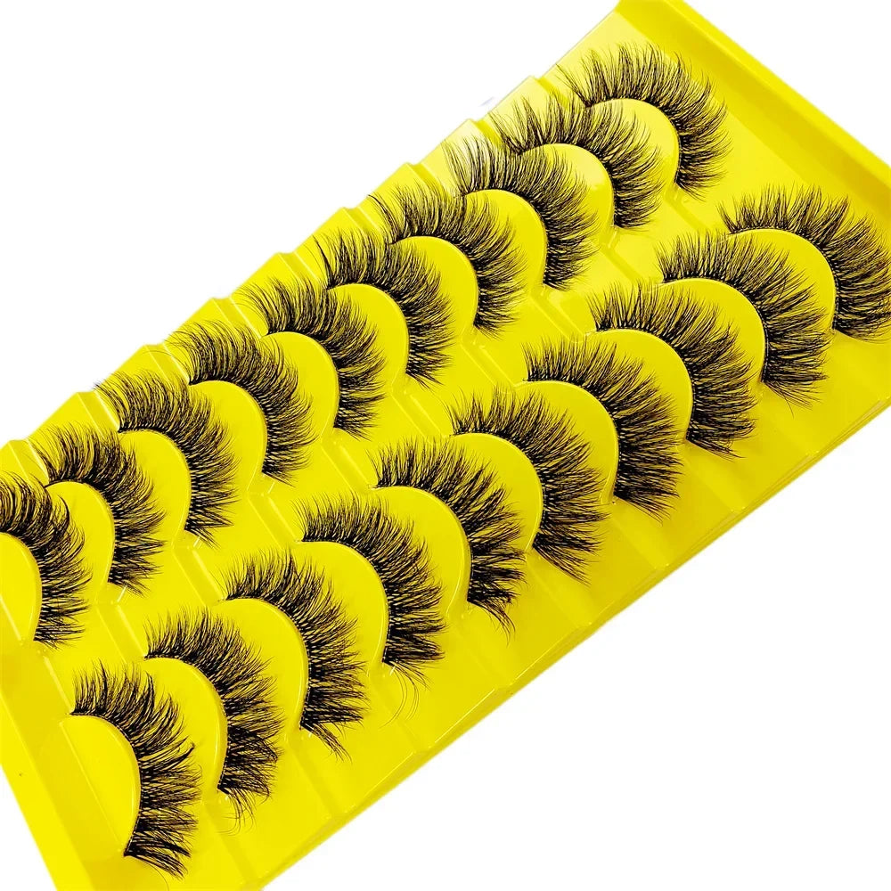 10 Pairs Eyelashes Clear Band Natural Wispy Fluffy Lashes Natural Look Russian Strip Lashes 3D Effect Cat Eye Lashes that