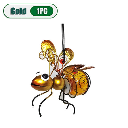 5PCS Solar-Powered Hanging Metal Ladybug Light  Garden Decor  Lady Sculpture with Bouncy Springs Summer Outdoor Art Decorations
