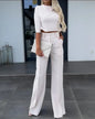 Casual Long Sleeve Shirt Pants Set Office Lady Spring Autumn Fashion