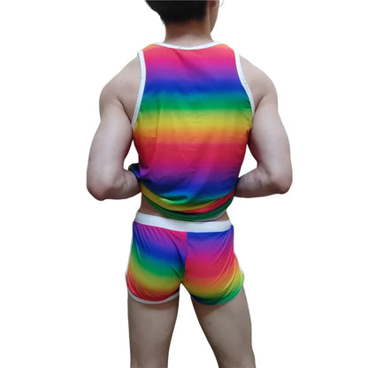 Sets Men's Tank Top Men's Sleeveless Top and Swimming Trunks Short Beach Pants Ice Silk Print Comfortable Fashion Outdoor Sports