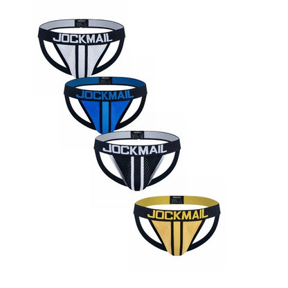 4PCS Sexy Jockstrap Men Underwear Penis Pouch Brief Underpants Gay Men's Bikini Slip Tanga String Thong Breathable Low Waist