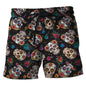 Harajuku Skull Graphic Beach Shorts Hawaiian Male Boardshorts Goth Skeleton Flower Bermudas Hip Hop Short Pants For Men Trousers