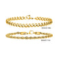 2pcs Men's Chain Bracelets, Stainless Steel Silver Gold Black Color