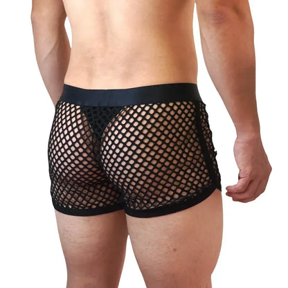Men Underwear Boxer Thong 2 in 1 Lined with Thong Jockstrap Home Shorts Boxer Man Panties Sexy Soft Sport Short Boxer Mesh