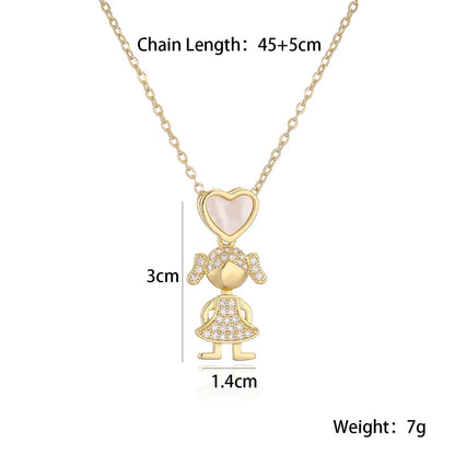 Luxury Gold-Plated Heart-Shaped Pendant Necklace for Boys And Girls Korean Trend Niche Anti Allergy Jewelry Gift