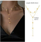 Beaded Long Chain Y Shape Necklace For Women, Minimalist Drop Bar Pendant Choker Necklaces, Clavicle Chain Jewelry