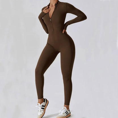 Yoga Jumpsuit Long Sleeved Zipper Rompers