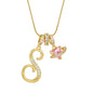 Fashion Letter Necklace for Women Pink Zircon Heart-shaped Pendant Suitable for Girls to Wear Personalized Gold-plated Jewelry