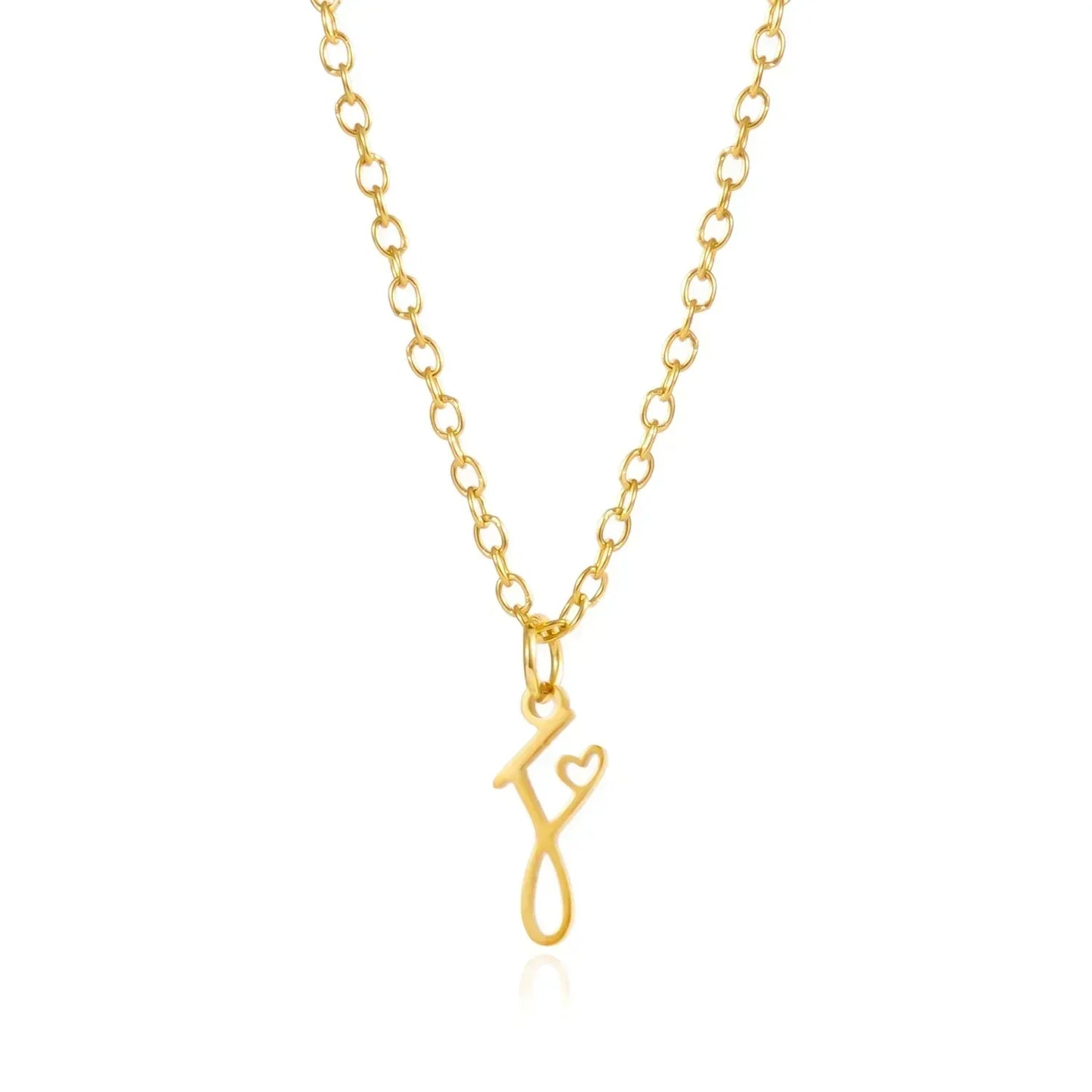 26 Initial Letters Heart Pendant Stainless Steel Necklace for Women Gold Color A-Z Alphabet Choker Chain Birthday Jewelry Gift