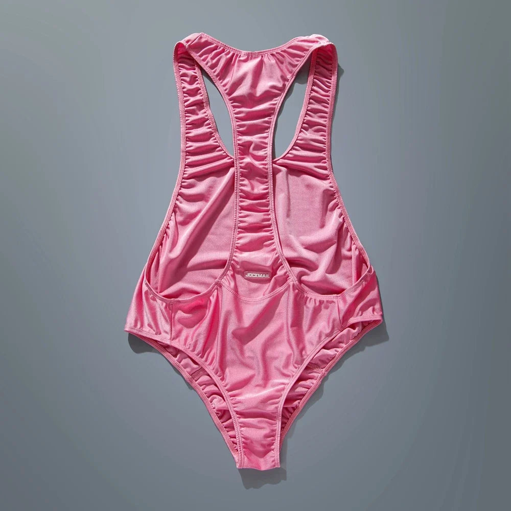 Men's Sexy Nylon Jockstrap Leotard Underwear Jockstrap Bodysuit Breathable Skinny U Convex Suspender Jumpsuits Gay Underwear