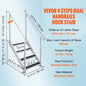 SucceBuy 4/6 Step Dual Handrails Dock Ladder Aluminum with Rubber Mat 30"-39" Adjustable Height for Lake Marine Boarding Pool