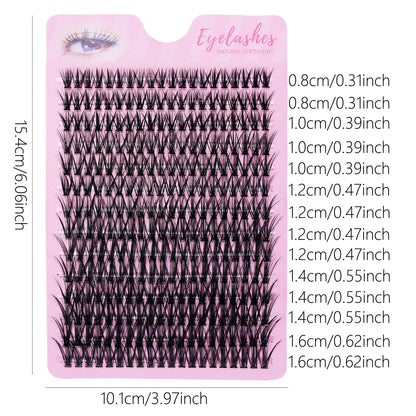 280pcs 40D Clusters False Eyelashes DIY Volume Individual Wispy Fluffy Lash Extensions for Makeup