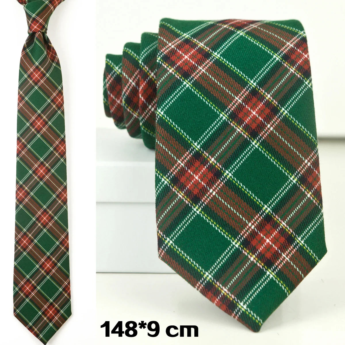 Checked Plaid Scottish Tartan Red Crimson Gray Grey Green Yellow Blue Mens Ties Neckties Free Shipping Suit Gift For Men