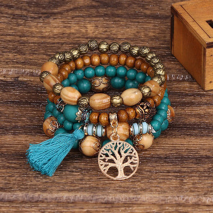 3pcs Boho Bohemian Pink Butterfly Pendant Charm Beads Bracelets Set For Women Stone Wristband Bracelet Bangles Pulseras Feminina