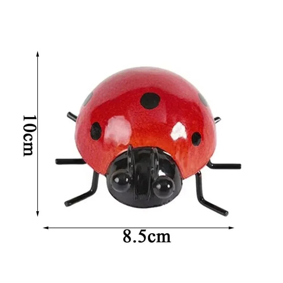 New Arrivals Set of 4 Metal Garden Wall Art Decorative Cute Ladybugs Outdoor Wall Sculptures Metal Ladybug Garden Decorations