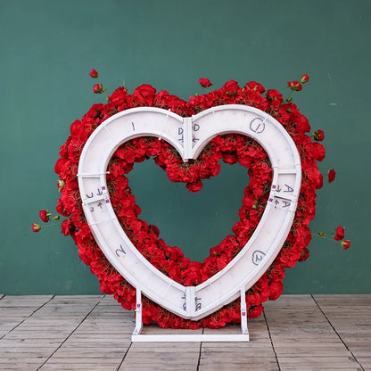 Heart Shaped Artificial Flowers Wreath Proposal Wedding Decoration High-end Silk Red Rose Heart Sztuczne Kwiaty Decor FL2580