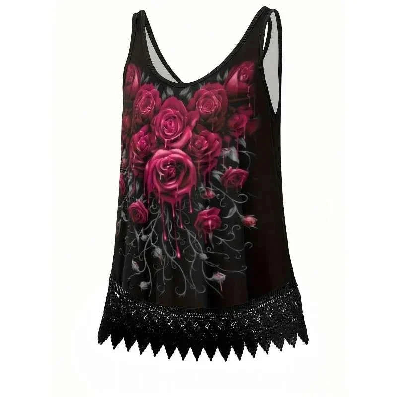 Plus Size Women's Lace Patchwork Sleeveless Vest