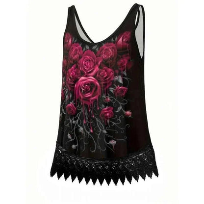 Plus Size Women's Lace Patchwork Sleeveless Vest