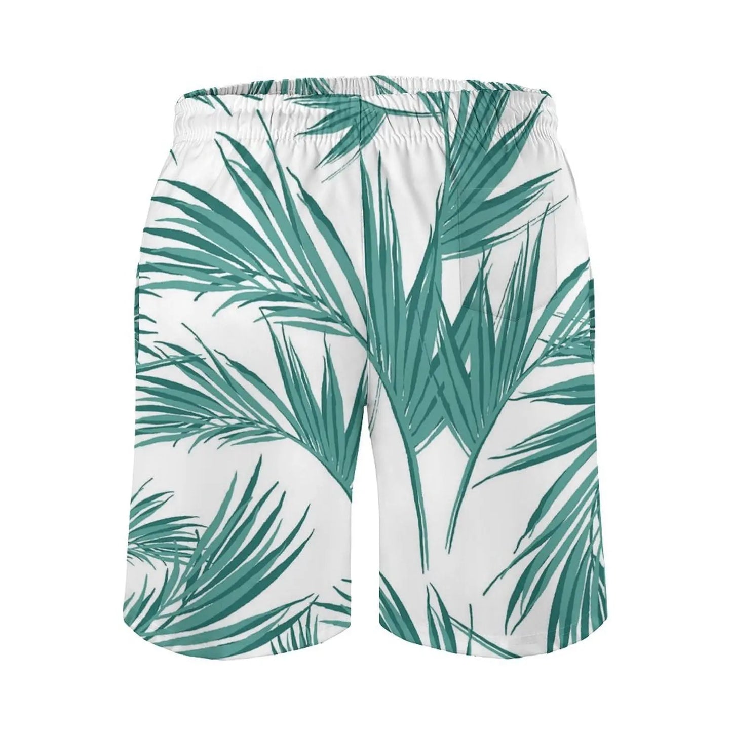 Men's Leaf Printed Pattern Casual Shorts Boys Summer Cool Hawaiian 3D Printed Casual Swim Trunks Drawstring Surfboard Shorts