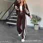 Striped Zipper Coat+sweatpants Two Piece Set Women Casual Batwing Sleeve Sports Jacket Outfits Autumn Winter Sweatshirt Suit Y2K