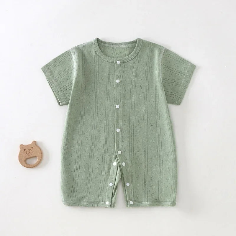 Baby Short Sleeved Jumpsuit Summer Newborn Breathable Mesh Air