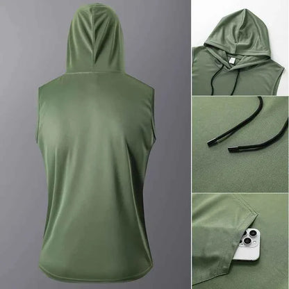 Men's Quick-Dry Gym Hoodie T-Shirt Black