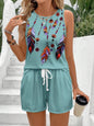 Retro Print Women's Tank & Shorts Set