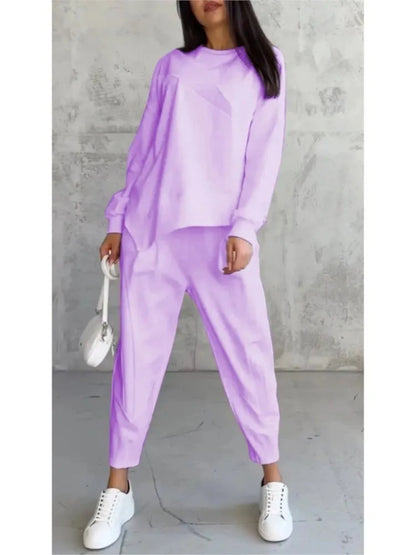 Autumn Winter Solid Color Casual Loose Irregular Long Sleeve Hoodie