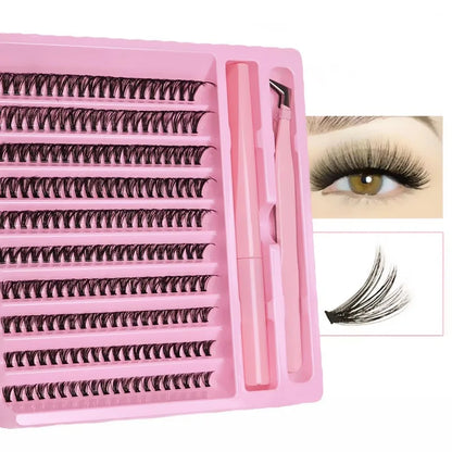 DIY Lash Extension Kit 200pcs Self Grafting D Curling False Eyelash Clusters With Bond And Tweezers Ideal For Easy Makeup