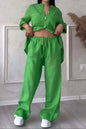 Autumn Cotton and Linen Pant Sets Women Fashion Long Sleeve Shirts