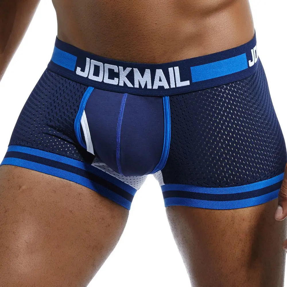 Mens Underwear Boxer Breathable Mesh Boxer Brief Male Underpants Sexy Panties  Mens Bodysuit Trunks PantQuick Dry Sports Fitness