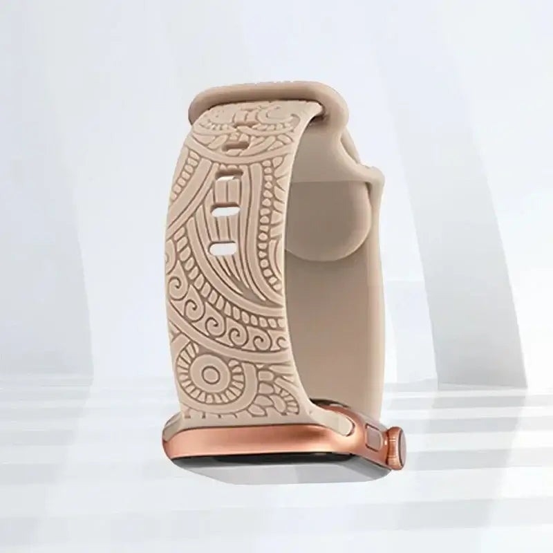 Apple Watch Engraved Silicone Band, Ornamental or Leopard