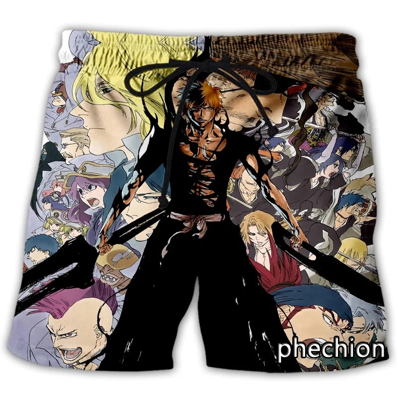 phechion New Fashion Men/Women Anime BLEACH 3D Print Casual Shorts Novelty Streetwear Men Loose Sporting Shorts L22