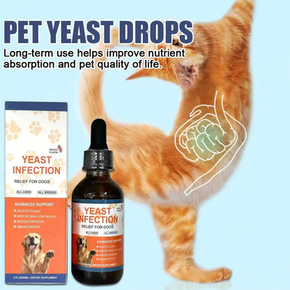 6ml Pet Yeast Infection Drops for Dogs & Cats Natural Herbal Supplement Support Gut Health & Immune System Easy to Administer
