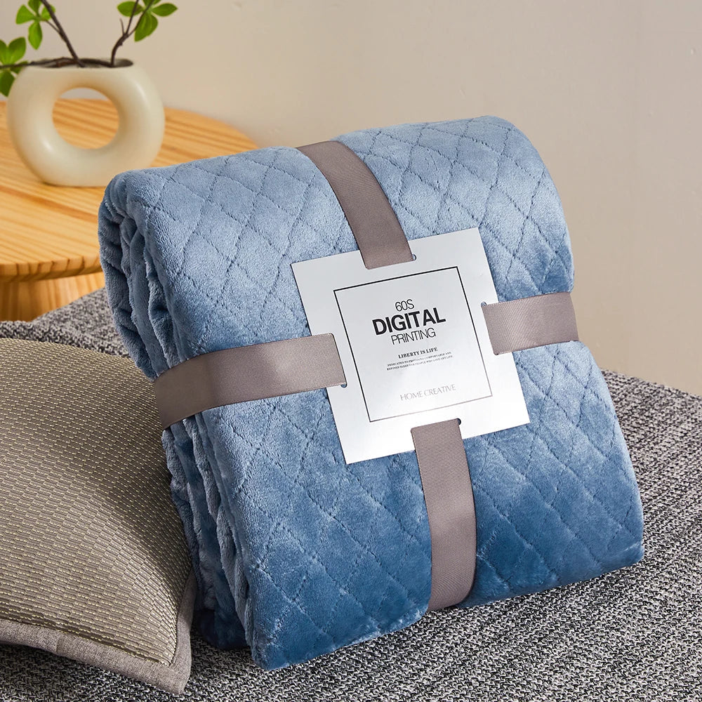 Winter Flannel Blankets For Beds 280GSM Faux Fur Coral Fleece Sofa Cover Microfiber Plush Fur Bedspread Plaid Blankets