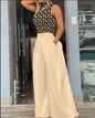 Women's 2-piece Set Elegant Fashion Sleeveless Slim Crop Top High Waist Casual Print Pant Sets 2 Pieces of Women's Clothing New