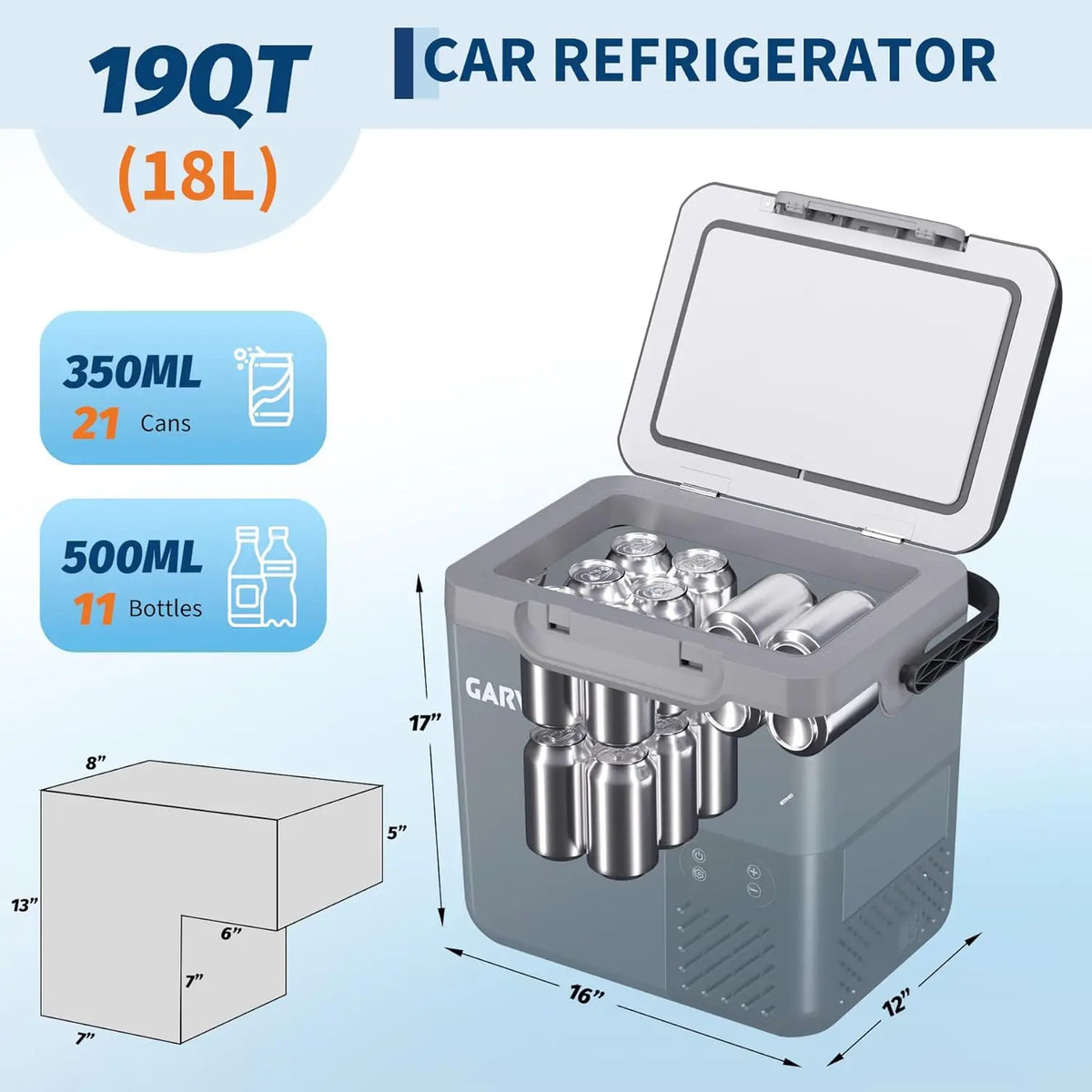 Car Refrigerator, 13QT(12L)/19QT(18L) Car Fridge Portable Freezer Compressor Electric Cooler, Portable Refrigerator, Rapid Freezing, -4°f to 68°f, 12/24V Can, Built-in Light